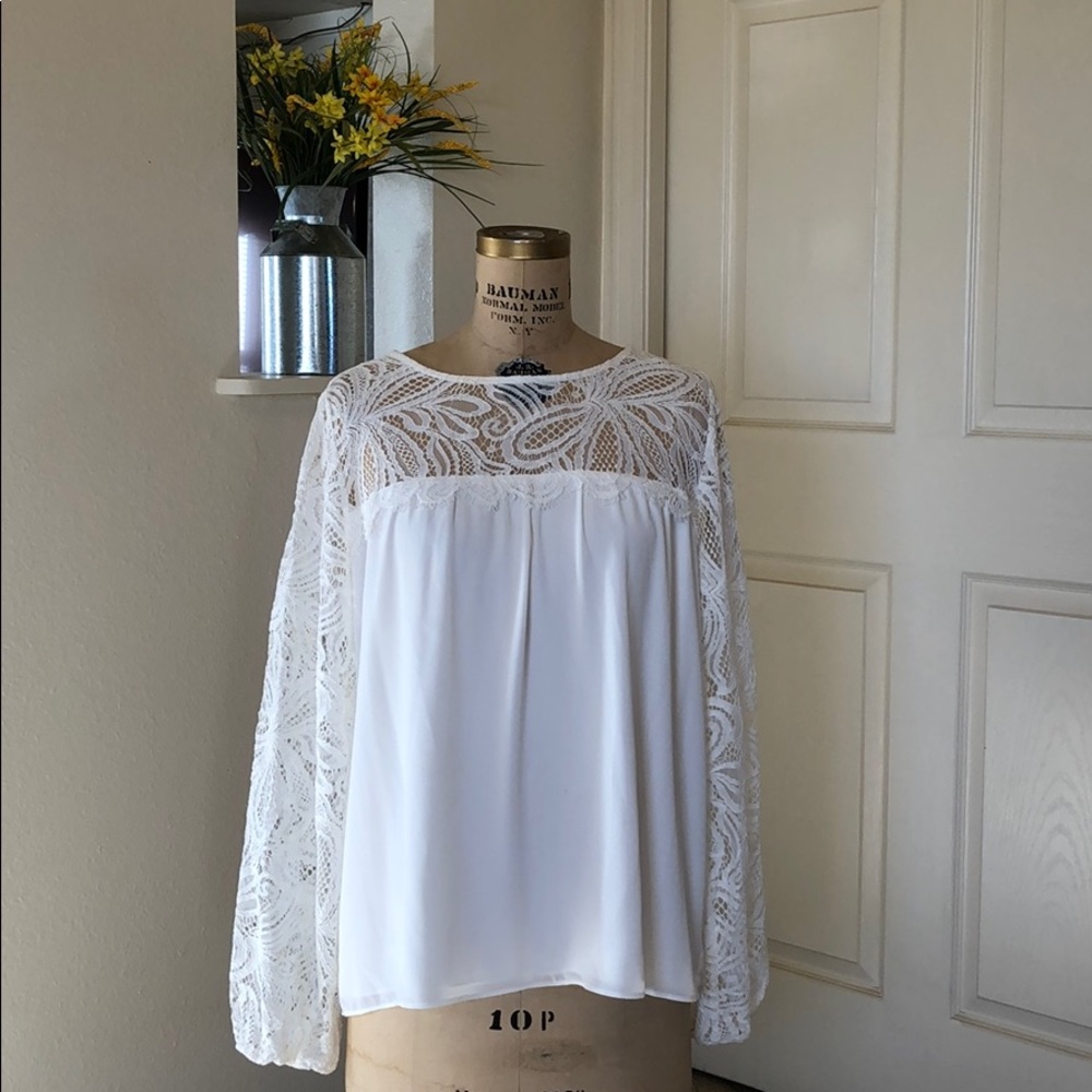Lilly Pulitzer White Lace and Silky Top